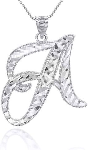 Claddagh Gold Exquisite .925 Sterling Silver Fine Dangling Cursive Initial A-Z Charm Pendant Necklace - Choice of Initial Letter & Chain Length in Saudi Arabia