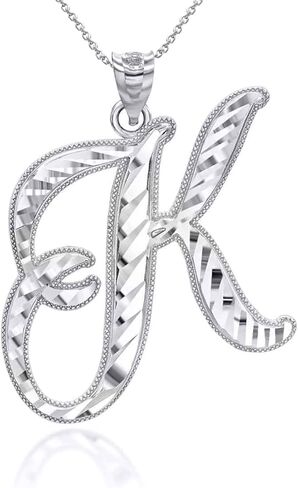 Claddagh Gold Exquisite .925 Sterling Silver Fine Dangling Cursive Initial A-Z Charm Pendant Necklace - Choice of Initial Letter & Chain Length in Saudi Arabia