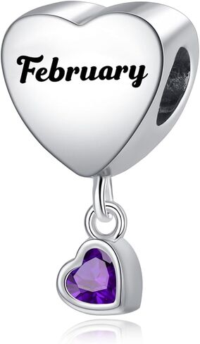 TCHYUN Monthlyly Flower Heart Charm 12 Birthstone Bead Compatible with Pandora Bracelet Necklace Birthday Gift for Her in Kuwait