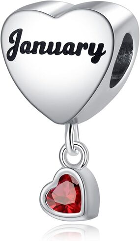 TCHYUN Monthlyly Flower Heart Charm 12 Birthstone Bead Compatible with Pandora Bracelet Necklace Birthday Gift for Her in Saudi Arabia