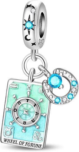 Sterling Silver Tarot Card Charms Collection, Enamel Dangle Pendants with Crystals, Major Arcana Design for Bracelets, Necklaces, 925 Silver in Saudi Arabia