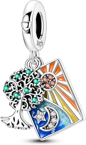 Sterling Silver Tarot Card Charms Collection, Enamel Dangle Pendants with Crystals, Major Arcana Design for Bracelets, Necklaces, 925 Silver in Saudi Arabia