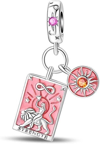 Sterling Silver Tarot Card Charms Collection, Enamel Dangle Pendants with Crystals, Major Arcana Design for Bracelets, Necklaces, 925 Silver in Saudi Arabia