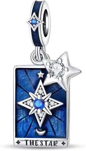 Sterling Silver Tarot Card Charms Collection, Enamel Dangle Pendants with Crystals, Major Arcana Design for Bracelets, Necklaces, 925 Silver in Saudi Arabia
