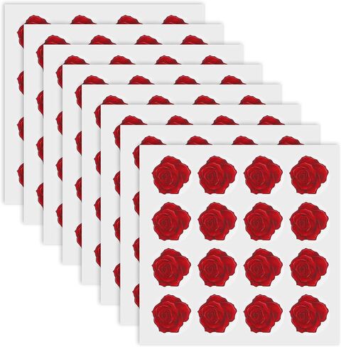 Red Rose Stickers (128-Pack) - 1-Inch Round Floral Decals for Scrapbooking, Party Invitations, Laptops, Phones & Water Bottles in Saudi Arabia