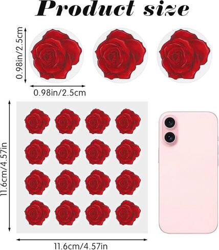 Red Rose Stickers (128-Pack) - 1-Inch Round Floral Decals for Scrapbooking, Party Invitations, Laptops, Phones & Water Bottles in Saudi Arabia