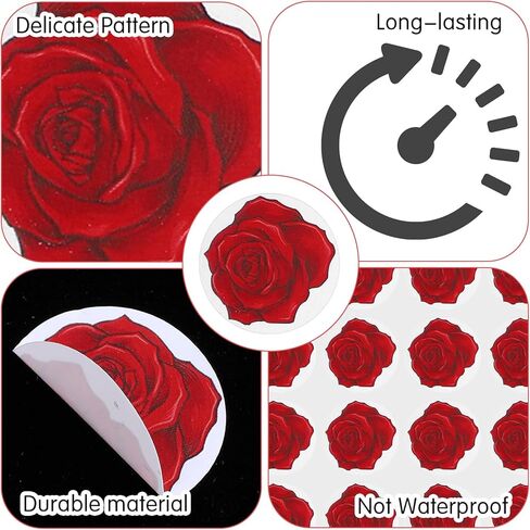 Red Rose Stickers (128-Pack) - 1-Inch Round Floral Decals for Scrapbooking, Party Invitations, Laptops, Phones & Water Bottles in Saudi Arabia