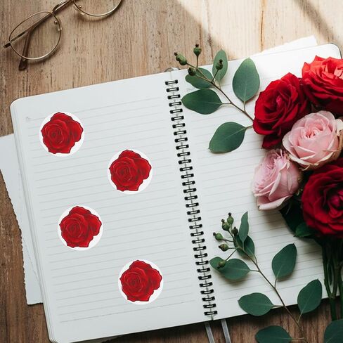 Red Rose Stickers (128-Pack) - 1-Inch Round Floral Decals for Scrapbooking, Party Invitations, Laptops, Phones & Water Bottles in Saudi Arabia