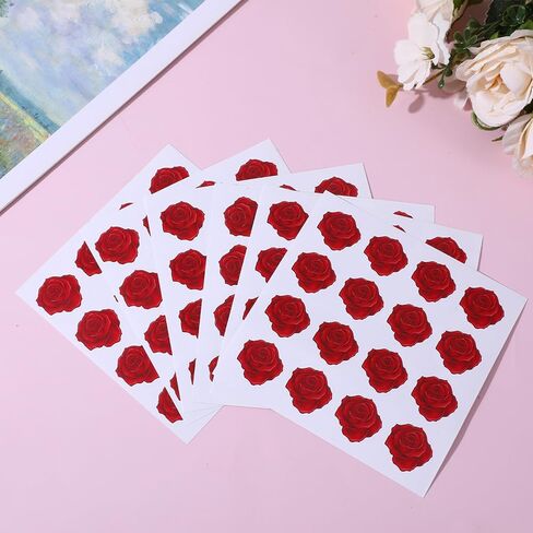 Red Rose Stickers (128-Pack) - 1-Inch Round Floral Decals for Scrapbooking, Party Invitations, Laptops, Phones & Water Bottles in Saudi Arabia