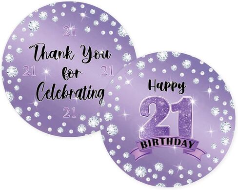 50pcs Purple Happy 50th Birthday Stickers, 50th Birthday Thank You Stickers, Pearl Cheers to 50 Years Labels for Women, Women Birthday Party Favors in Saudi Arabia