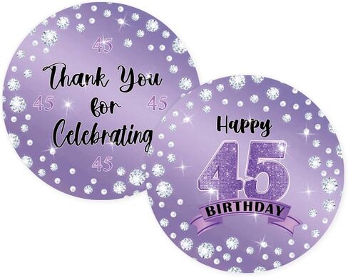 50pcs Purple Happy 50th Birthday Stickers, 50th Birthday Thank You Stickers, Pearl Cheers to 50 Years Labels for Women, Women Birthday Party Favors in Saudi Arabia