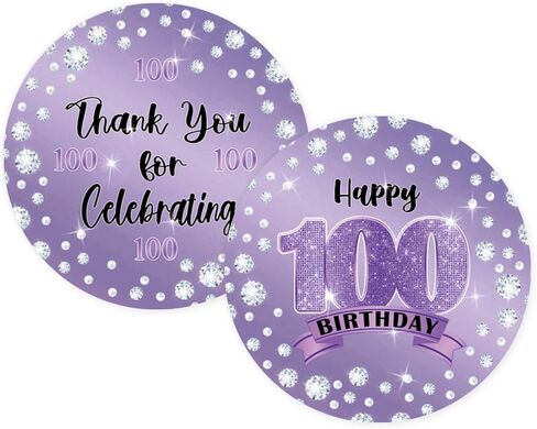 50pcs Purple Happy 50th Birthday Stickers, 50th Birthday Thank You Stickers, Pearl Cheers to 50 Years Labels for Women, Women Birthday Party Favors in Saudi Arabia