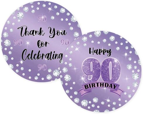 50pcs Purple Happy 50th Birthday Stickers, 50th Birthday Thank You Stickers, Pearl Cheers to 50 Years Labels for Women, Women Birthday Party Favors in Saudi Arabia