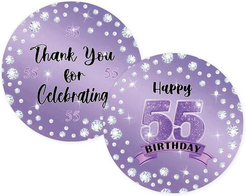 50pcs Purple Happy 50th Birthday Stickers, 50th Birthday Thank You Stickers, Pearl Cheers to 50 Years Labels for Women, Women Birthday Party Favors in Saudi Arabia
