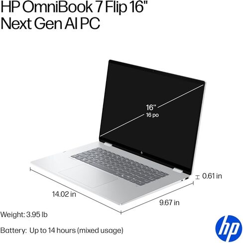 كمبيوتر محمول HP Envy x360 2 في 1 يعمل باللمس (16 بوصة FHD+، Intel 12-Core Ultra 7 155U (> i7-13700H)، ذاكرة الوصول العشوائي 16 جيجابايت، 1 تيرابايت SSD) كمبيوتر AI للمبدع، المصمم، Win 11 Pro (متجدد) in Kuwait