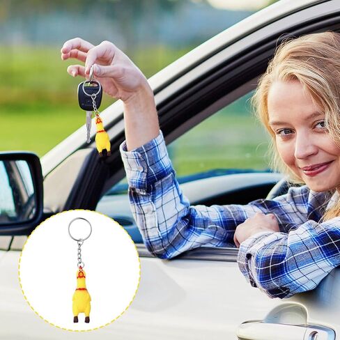 4pcs Shrilling Screaming Chicken Keychain, Squeaky Rubber Chicken Keychain, Funny Key Chain for Women and Men Bags Car Key Novelty Funny Keyrings in Saudi Arabia