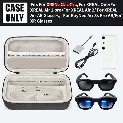حافظة نظارات AR لـ XREAL One /Air 2 / Air 2 Pro، لنظارات RayNeo Air 3s /Pro الذكية، صندوق صلب يحمل لكاميرات Beam Pro ثلاثية الأبعاد، ملحقات محولات الكابلات للمبدعين / المسافرين / اللاعبين - الصندوق فقط in Saudi Arabia