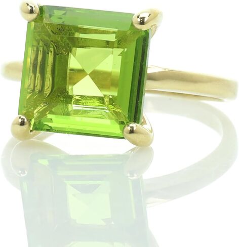 Square Peridot Ring - Charming Custom Rings for Women - August Birthstone Jewelry, Unique Engagement Ring, Stylish Fashion Ring - Artisan-made Engravable Rings in Saudi Arabia