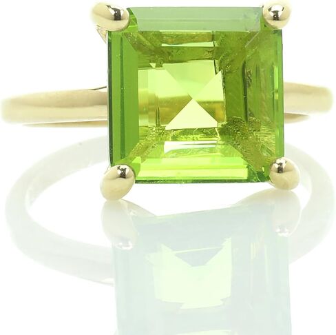 Square Peridot Ring - Charming Custom Rings for Women - August Birthstone Jewelry, Unique Engagement Ring, Stylish Fashion Ring - Artisan-made Engravable Rings in Saudi Arabia