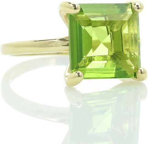 Square Peridot Ring - Charming Custom Rings for Women - August Birthstone Jewelry, Unique Engagement Ring, Stylish Fashion Ring - Artisan-made Engravable Rings in Saudi Arabia