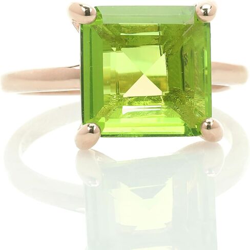 Square Peridot Ring - Charming Custom Rings for Women - August Birthstone Jewelry, Unique Engagement Ring, Stylish Fashion Ring - Artisan-made Engravable Rings in Saudi Arabia