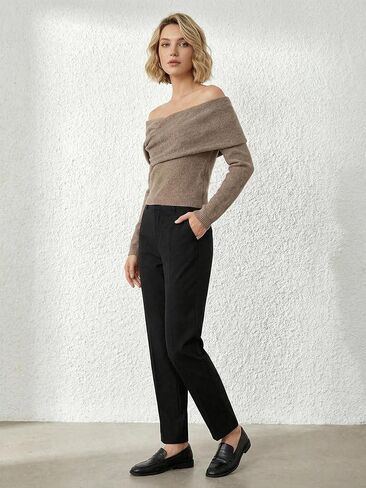 Women's Off The Shoulder Sweater Twist Asymmetrical Knit Crop Pullovers Fall Going Out Outfits in Saudi Arabia