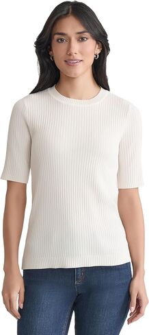 Jones New York Women's Short Sleeve Ribbed Top in Saudi Arabia