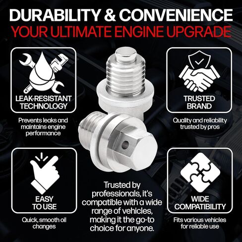Votex - Magnetic Oil Drain Plug fits Indian FTR (2019-2024) - Made in USA - Part Number 7052306 in Saudi Arabia