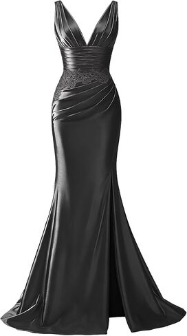 الدانتيل يزين الساتان فساتين حفلة موسيقية مع شق حورية البحر الخامس الرقبة فساتين السهرة الرسمية TQ023 in Kuwait