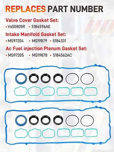 Valve Cover Intake Manifold Gasket Set Compatible with Chrysler 200 300, Jeep Cherokee Wrangler, Dodge Challenger Charger, Ram ProMaster 1500 2500 3.6L V6 VS50805R 5184596AE in Saudi Arabia