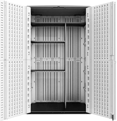 66 Cu.ft Vertical Storage Shed, Waterproof Polyethylene Resin Outdoor Storage with Floor for Garage, Pool, Bike, Garden in Saudi Arabia
