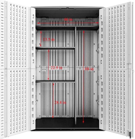66 Cu.ft Vertical Storage Shed, Waterproof Polyethylene Resin Outdoor Storage with Floor for Garage, Pool, Bike, Garden in Saudi Arabia