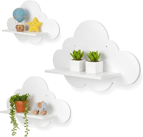 3 Pcs Cloud Shelves White Wavy Small Nursery Wall Decor Wall Mounted Cute Cloud Floating Shelves for Nursery Bathroom Living Room Bedroom Corner in Saudi Arabia