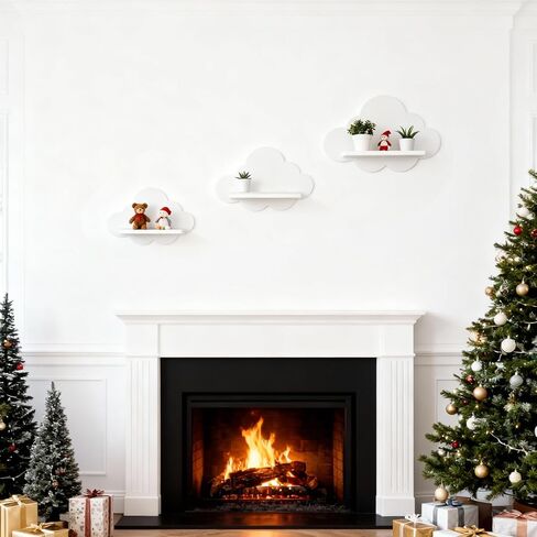 3 Pcs Cloud Shelves White Wavy Small Nursery Wall Decor Wall Mounted Cute Cloud Floating Shelves for Nursery Bathroom Living Room Bedroom Corner in Saudi Arabia