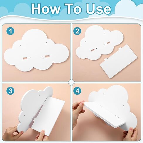 3 Pcs Cloud Shelves White Wavy Small Nursery Wall Decor Wall Mounted Cute Cloud Floating Shelves for Nursery Bathroom Living Room Bedroom Corner in Saudi Arabia