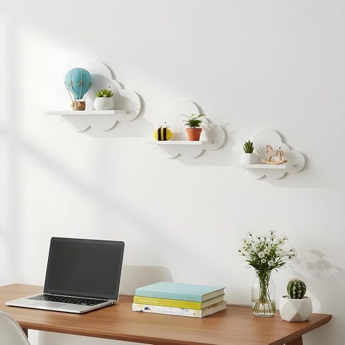3 Pcs Cloud Shelves White Wavy Small Nursery Wall Decor Wall Mounted Cute Cloud Floating Shelves for Nursery Bathroom Living Room Bedroom Corner in Saudi Arabia
