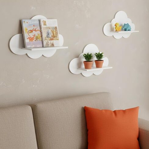 3 Pcs Cloud Shelves White Wavy Small Nursery Wall Decor Wall Mounted Cute Cloud Floating Shelves for Nursery Bathroom Living Room Bedroom Corner in Saudi Arabia