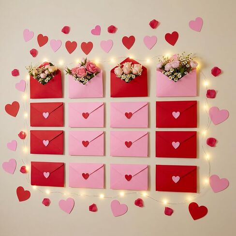 Eaasty 16 Pcs Large Valentine's Day Love Envelopes with Card and Tape Valentines Day Wall Decoration Gifts Cards DIY Letter Photo Background for His Her Anniversary Romantic in Saudi Arabia