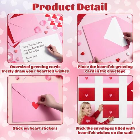 Eaasty 16 Pcs Large Valentine's Day Love Envelopes with Card and Tape Valentines Day Wall Decoration Gifts Cards DIY Letter Photo Background for His Her Anniversary Romantic in Saudi Arabia
