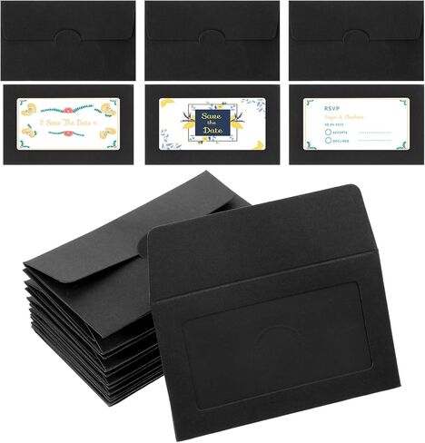 120 Pcs Window Gift Card Envelopes 3.9 x 2.4 Inch Credit Cards Size Black Giftcard Sleeves Bulk Blank Mini Business Invitation Cards Envelopes for Christmas Thanksgiving Gifts Wedding Favors in Saudi Arabia