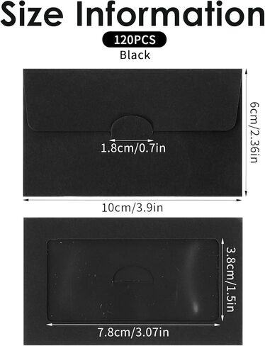 120 Pcs Window Gift Card Envelopes 3.9 x 2.4 Inch Credit Cards Size Black Giftcard Sleeves Bulk Blank Mini Business Invitation Cards Envelopes for Christmas Thanksgiving Gifts Wedding Favors in Saudi Arabia