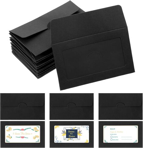 120 Pcs Window Gift Card Envelopes 3.9 x 2.4 Inch Credit Cards Size Black Giftcard Sleeves Bulk Blank Mini Business Invitation Cards Envelopes for Christmas Thanksgiving Gifts Wedding Favors in Saudi Arabia