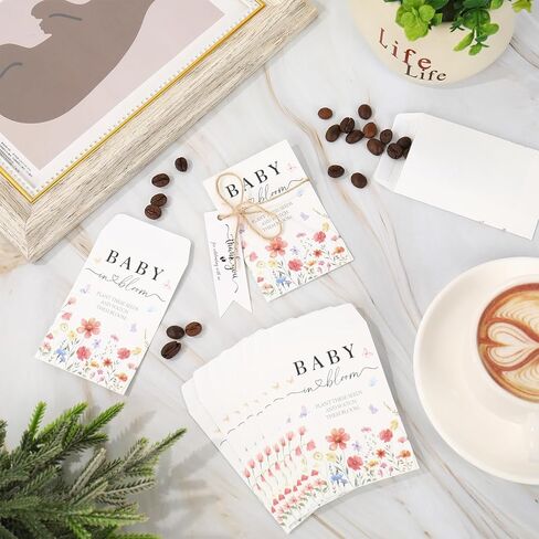 JarThenaAMCS 50 Sets Baby in Bloom Seed Packet Baby Shower Favors for Guests Wildflower Self-Adhesive Seed Envelope with Thank You Tags Hemp Rope for Gender Reveal Birthday in Saudi Arabia
