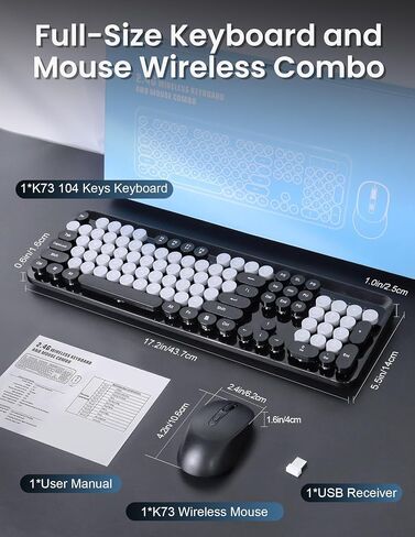 Wireless Keyboard and Mouse Combo, 104 Round Keys Colorful Full Size Keyboard and Mouse with 2.4GHz USB Receiver for PC/Laptop/Tablet/Computer/Windows, Purple in Kuwait