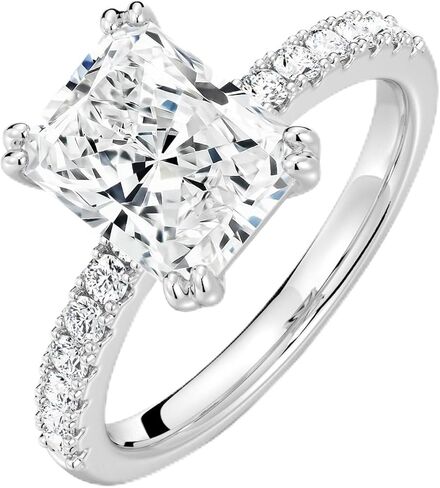 MOOSEA 3ct Moissanite Engagement Rings for Women, 14K White Gold Plated 925 Sterling Silver Wedding Bands for Women, Moissanite Engagement Ring Womens Promise Rings in Saudi Arabia