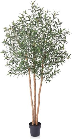 5FT Olive Tree Artificial Indoor Faux Plant - Tall Fake Silk Tree, Natural Trunk, Easy Maintenance Fake Tree Home Decor - Large Indoor Plant for Living Room, Office, Modern Home,VN356 in Kuwait