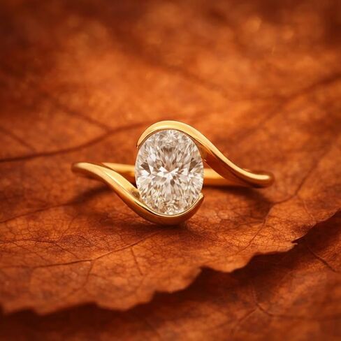 14K Yellow Gold Oval Cut Engagement Ring for Women Modern Bypass Solitaire Ring Minimalist Promise Ring Unique Wedding Jewelry Gift for Her in Saudi Arabia