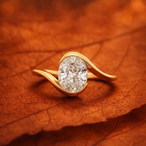 14K Yellow Gold Oval Cut Engagement Ring for Women Modern Bypass Solitaire Ring Minimalist Promise Ring Unique Wedding Jewelry Gift for Her in Saudi Arabia