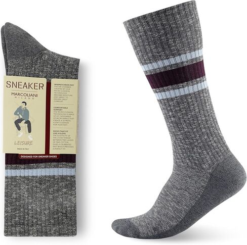 Marcoliani Milano Mens Dress Socks - College Stripe Sneaker | Essence of Cotton in Kuwait