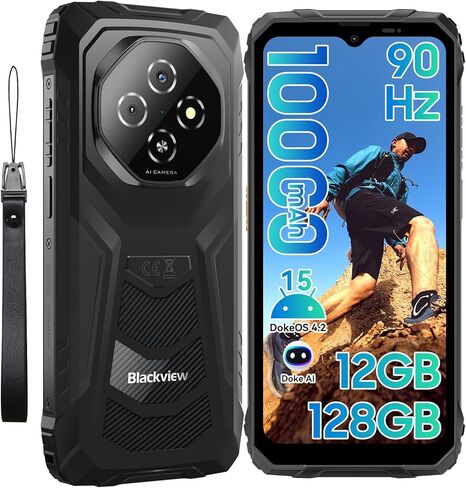 Blackview Fort 1 Rugged Phone Android 15,10000mAh Battery 12GB+128GB 2TB Expand Rugged Smartphone Unlocked, Gemini AI 6.56 Inch 90Hz, 4G T-Mobile Dual SIM IP69K Waterproof, Fingerprint/NFC/OTG/GPS in Saudi Arabia
